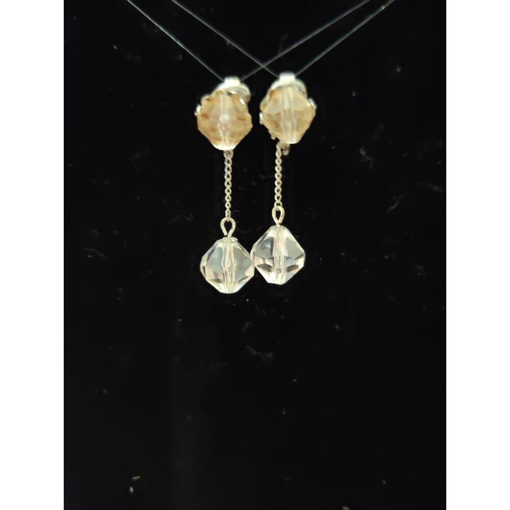 Crystal Dangle Clip On Earrings